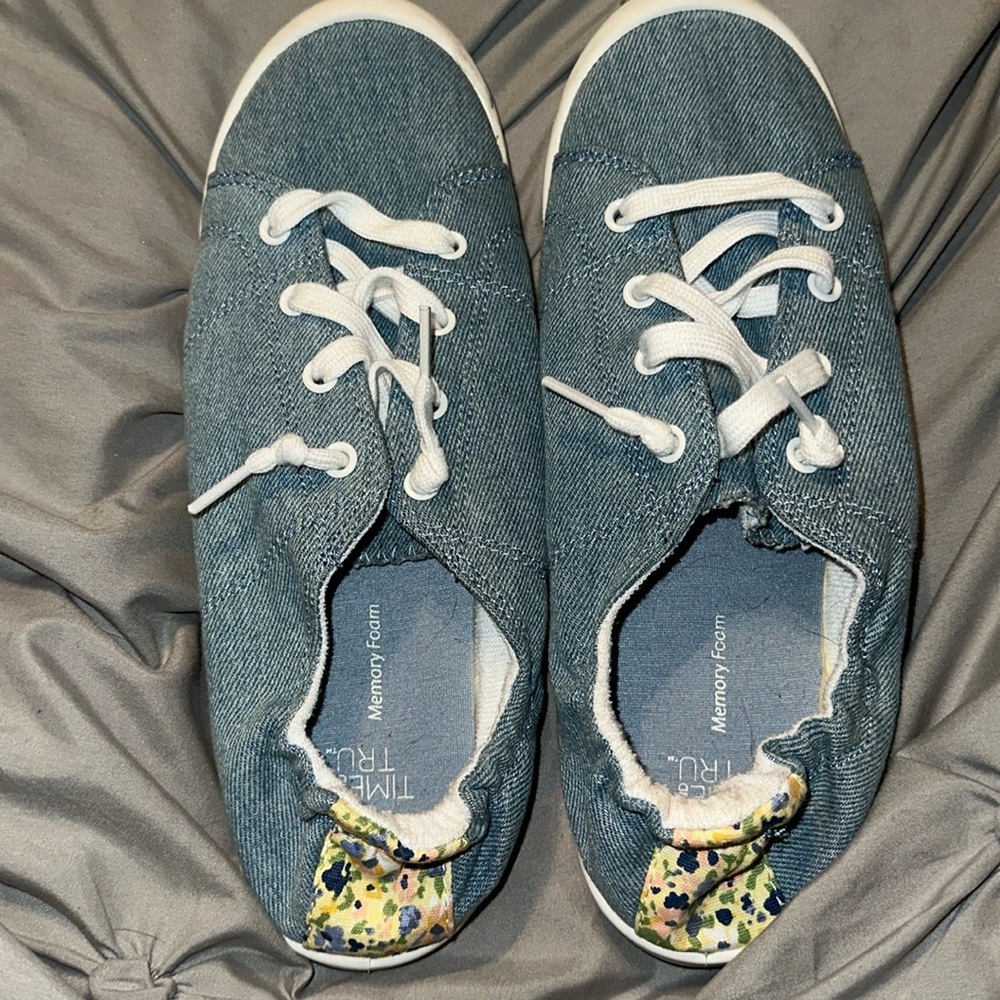 blue denim slip on shoes